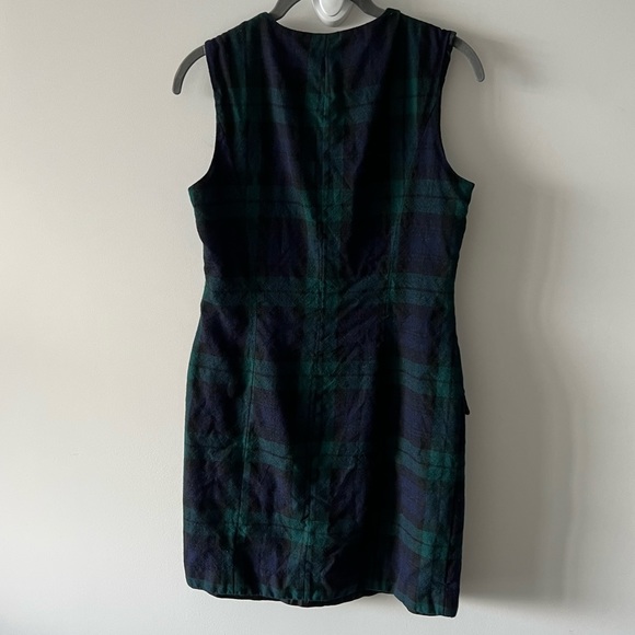 Tommy Hilfiger Vintage Plaid Wool Sheath Dress Green Sleeveless B - Picture 3 of 11